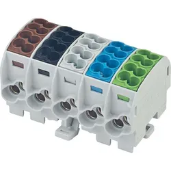 grenda-hammer® VDE Hauptleitungsabzweigklemmen HLAK 1-5 polig - Platzsparende Anschlussklemmen mit nur 17,8mm Modulbreite, ideal für schnelle Montage auf DIN-Tragschienen. Hochwertige Qualität aus deutscher Herstellung, fingersicher und vielseitig einsetzbar.