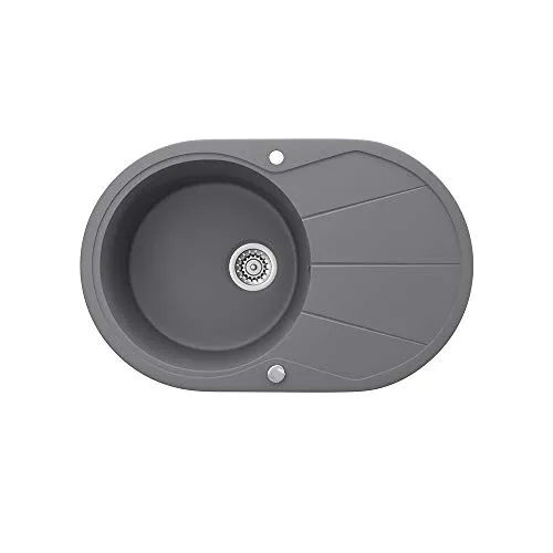 Granit Spüle Küchenspüle Einbauspüle Spülbecken - Bergström Grau - Sanitäranlagen & Zubehör, hochwertige Verarbeitung mit 80% Quarzanteil für Langlebigkeit und modernes Design.