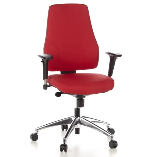 hjh OFFICE 608020 Profi Bürostuhl PRO-TEC 200 Rot - Ergonomischer Bürostuhl mit höhenverstellbarer Rücken- und Armlehne, ideal für hohen Sitzkomfort im Büro oder Homeoffice. Robuster Stoff mit 80.000 Scheuerumdrehungen sorgt für Langlebigkeit.