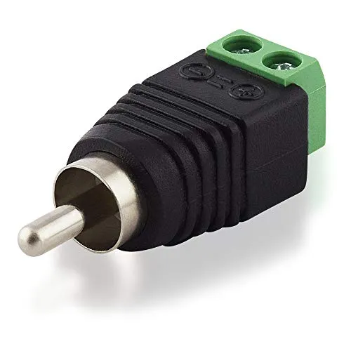 BestPlug Audio Video Cinch Adapter Terminal Stecker mit 2 Kontakten, Schraubversion, Schwarz