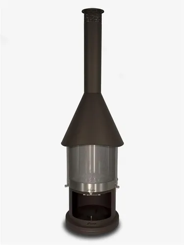 FIRESTAR Gartenkamin DN 650 Swing 3. Generation - Eleganter Terrassenkamin aus braun-metallic Edelstahl, rollbar und mit doppelwandigem Brennraum für optimale Wärmeverteilung. Ideal für gemütliche Abende im Freien.