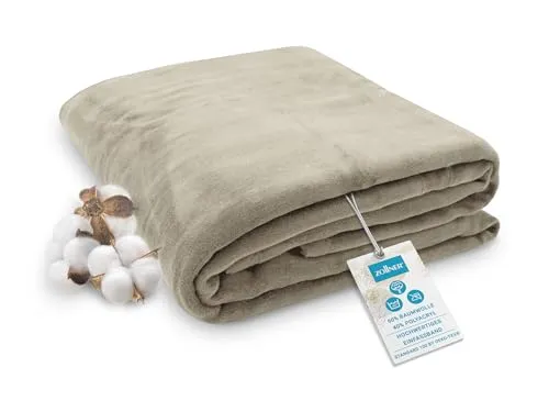 ZOLLNER Wohndecke 220 x 240 cm - Bettdecken mit antistatischer Ausrüstung, aus 60% Baumwolle und 40% Polyacryl, ideal für gemütliche Abende und pflegeleicht bei 40°C waschbar.