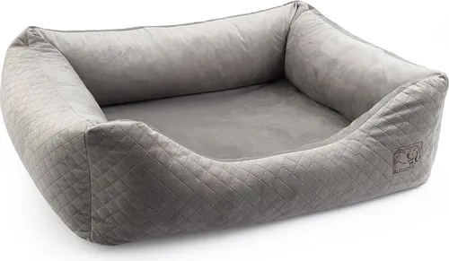 Premium Hundebett Velvet Grau XL – 100x79x22 cm | Weiches Sofa für Hunde & Katzen