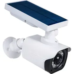 Kamera Attrappe mit LED-Licht Überwachungskamera PIR-Bewegungsmelder Dummy Kamera Solarbetrieben Geeignet für Außenbereich IP66 Wasserdicht