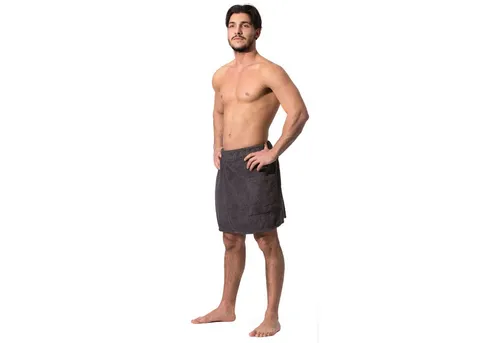 ZOLLNER Kilt aus 100% Baumwolle - Bademantel in anthrazit mit Gummizug und Klettverschluss für optimalen Tragekomfort, ideal für Hotels und Wellnessbereiche. OEKO-TEX® zertifiziert für höchste Qualität.