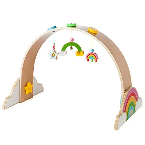 howa Spielbogen Baby Gym My Rainbow 6011 - Holz-Babygym mit buntem Regenbogen-Design, fördert Tasten und Greifen ab der Geburt. Ideal für die motorische Entwicklung Ihres Babys.