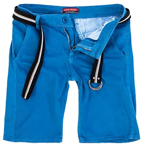 Rock Creek Herren Chino Shorts - Sommerliche Stretch Bermuda in Hellblau - Herren-Shorts mit abnehmbarem Gürtel und angenehmem Tragegefühl. Ideal für warme Tage, in verschiedenen Farben erhältlich und perfekt kombinierbar mit T-Shirts oder Hemden.