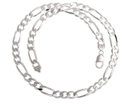 Massive Figarokette 9mm Breite - 925 Silber, Länge wählbar 40-100cm - Ketten für Damen, 9mm breite Figarokette aus echtem 925 Silber, hochglanzpoliert und nickelfrei, ideal für elegante Looks und als Geschenk.