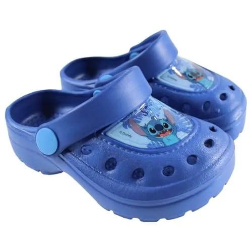 Disney Lilo & Stitch Kinder Clogs – Badeschuhe Latschen Hausschuhe Jungen – Gr. 22–33 – Blau – rutschfest & bequem, Farbe: Blau, Größe der Schuhe: 28/29
