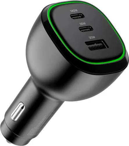 Alogic KFZ Ladegerät 165W mit 3 Ports - USB Autoladegerät mit 2x USB-C und 1x USB-A, ideal für schnelles Laden unterwegs, inklusive USB-C Kabel für sofortigen Einsatz.