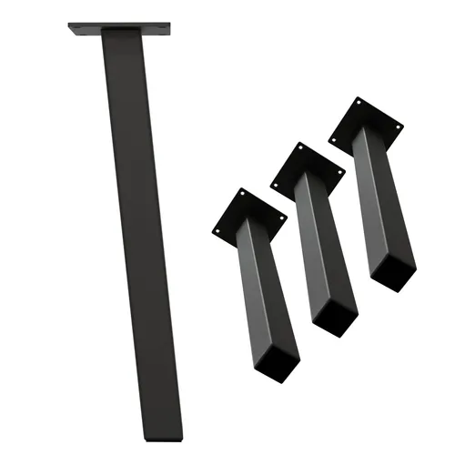 HAGO® Tischbeine 4er-Set 4x4cm 42cm schräg 96° Möbelfuß Gestell Stahl grau Stahl