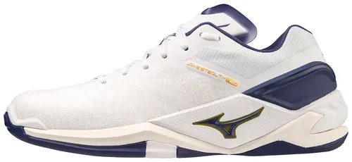 Mizuno Wave Stealth Neo - Weiss - Indoorschuhe mit MIZUNO-ENERZY-CORE-Technologie für hohe Stabilität, optimale Dämpfung und verbesserte Energieübertragung, ideal für Handballspieler.