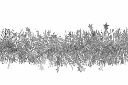 Creativery Girlanden, Weihnachtsgirlande Lametta 8cm x 3m inkl. kleine Sterne Silber