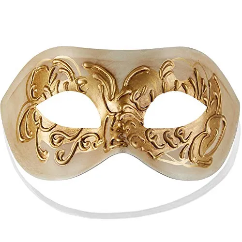 dressforfun 900882 Venezianische Maske für Damen und Herren, Augenmaske mit Verzierung für Maskenball Fasching Karneval Halloween Maskerade Party - diverse Farben - (creme | Nr. 303531)