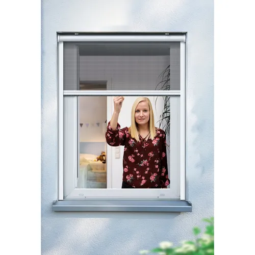 Schellenberg Insektenschutzrollo für Fenster, 130 x 160 cm - Fliegengitter mit flexibler Hoch- und Runterfunktion, hochwertiger Aluminiumkonstruktion und reißfestem Fiberglasgewebe für zuverlässigen Insektenschutz.