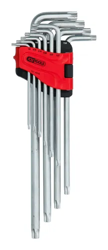 KS Tools Torx-Winkelstiftschlüssel-Satz XL, 10-teilig TB8-TB50 - Torx-Winkelstiftschlüssel, 10-teiliges Set mit Bohrung für optimale Kraftübertragung und vielseitige Anwendung in Werkstatt und Heim