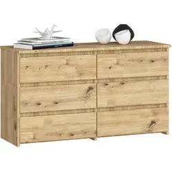 Raumhirsch Furniture Kommode Eiche Artisan, 6 Schubladen, 100x57x35 cm