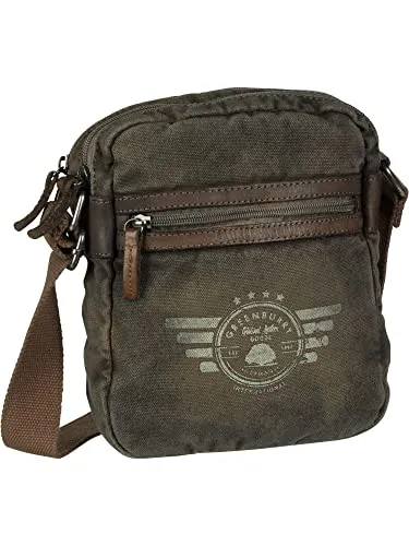 Greenburry Vintage Umhängetasche Grün 22x20x7cm - Messenger-Bag mit 2 Hauptfächern, gepolstertem Einsteckfach und stylischem Überschlagverschluss – ideal für den Alltag und stilvolle Aufbewahrung.