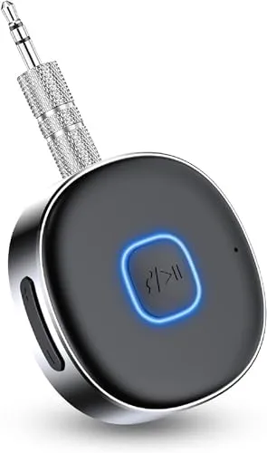 HORJOR AUX Bluetooth 5.0 Adapter Auto, Empfänger für Kopfhörer, Freisprechanrufen, Dual Verbindung, 16 Stunden Spielzeit