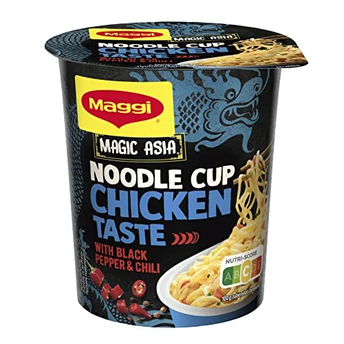 MAGGI Magic Asia Noodle Cup Chicken, Instant-Nudeln, asiatisches Fertiggericht, Hühnchen-Geschmack, mit Gemüse verfeinert, 1er Pack (1x63g)