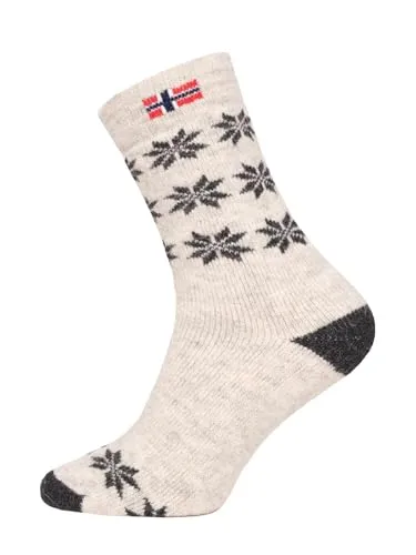 Ein Paar Norweger Socken Damen Und Herren Skandinavisches Design Skandinavische Socken Kuschelsocken 80% Wolle Dicke Socken Hyggelig Warm | Weiß Gr. 43-46