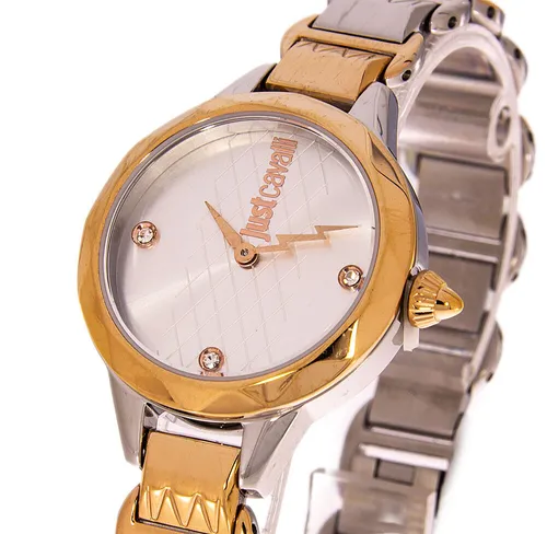 Just Cavalli Estro JC1L033M0065 Damenuhr - Armbanduhren mit Edelstahlgehäuse in bicolor Silber/Roségold, kratzunempfindlichem Mineralglas und 5 ATM Wasserdichtigkeit - ideal für stilbewusste Damen.