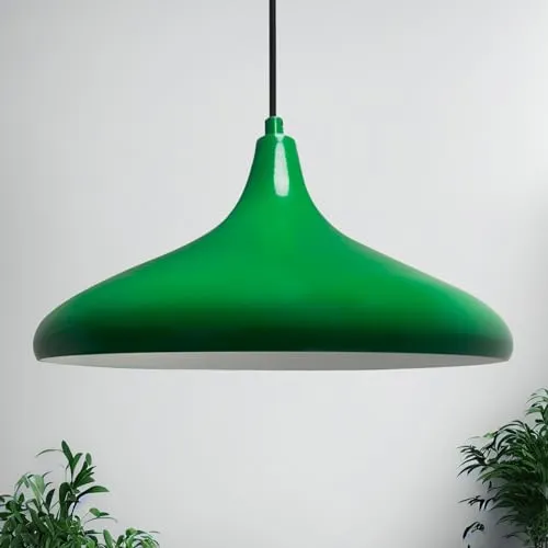 bamyum Champion Hängelampe Grün Metall Ø35 cm, Pendelleuchte Grün, Lampenschirm Esstisch Wohnzimmer Hängelampe Industrial Vintage, Pendelleuchte Esstisch, Küchenlampe Hängend, Hängeleuchte
