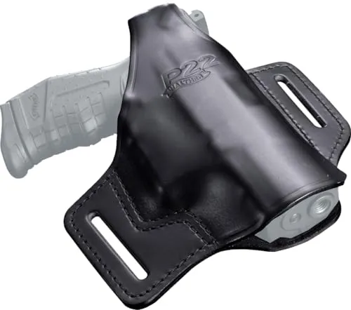 Walther Leder-Holster für P22/P22Q - Hochwertiges, handgefertigtes Holster aus Vollrindleder, speziell für Schreckschuss- und Softair-Pistolen der Walther P22-Serie. Robustes Design, ideal für sicheren Transport und einfache Handhabung.