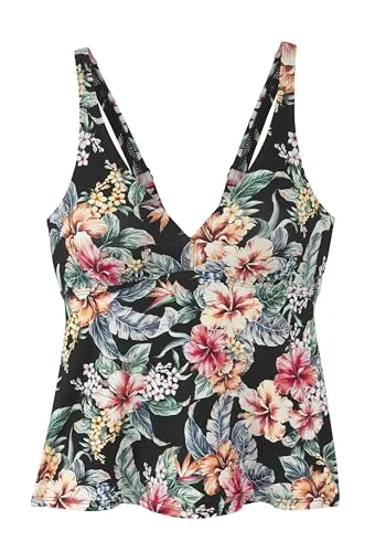 Lascana Damen Bügel-Tankini-Top - Bikinioberteile für Damen mit einzigartigem Blumenprint, herausnehmbaren Softcups und verstellbaren Trägern für individuellen Tragekomfort.