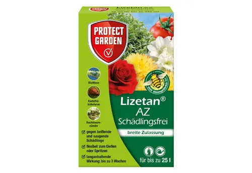 Protect Garden Insektenspray Lizetan AZ Schädlingsfrei - 75 ml - Insektizid gegen saugende und beißende Schädlinge, ideal für Zierpflanzen und Gemüse. Hergestellt aus nachwachsenden Rohstoffen, einfach als Gieß- oder Spritzmittel anwendbar.