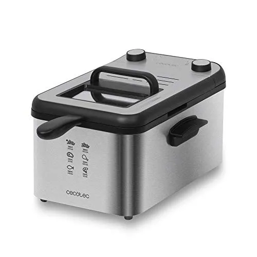 Cecotec Elektrische Fritteuse CleanFry Infinity - 3L - Heißluftfritteuse mit 3L Kapazität, OilCleaner-Filter für sauberes Öl und 2400 W Leistung für schnelles Frittieren. Spülmaschinengeeignet und mit Anti-Geruchsfilter für eine angenehme Küche.