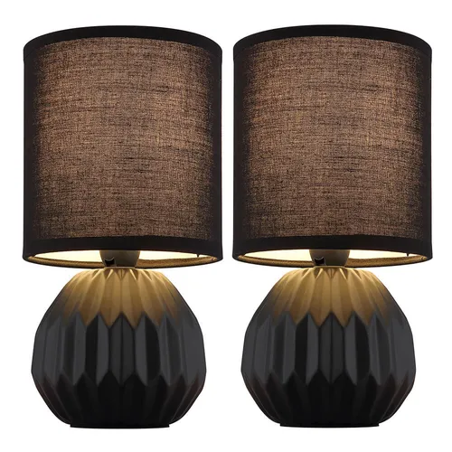 Schwarze Keramik Tischlampe 2er Set - Tischleuchten aus Keramik mit elegantem Textilschirm, ideal für stilvolle Akzente in jedem Raum. Kompakt und praktisch mit Wippschalter für einfache Steuerung.
