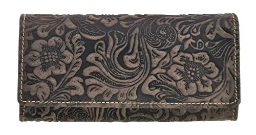 Jockey Club Damen Geldbörse aus echtem Leder - Damen-Geldbörse mit RFID-Schutz und Vintage-Design. Hochwertiges Echtleder, 12 Kartenfächer und XL-Münzfach für optimale Organisation.
