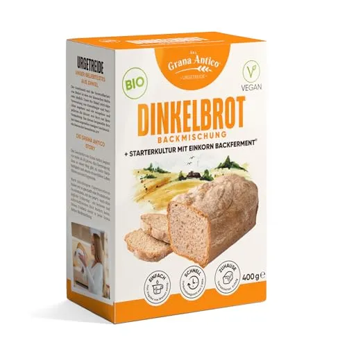 Grana Antico BIO-Dinkel-Backmischung hell für Brotbackautomat und Backofen, auch für Brötchen, Baguette oder Pizza 400g