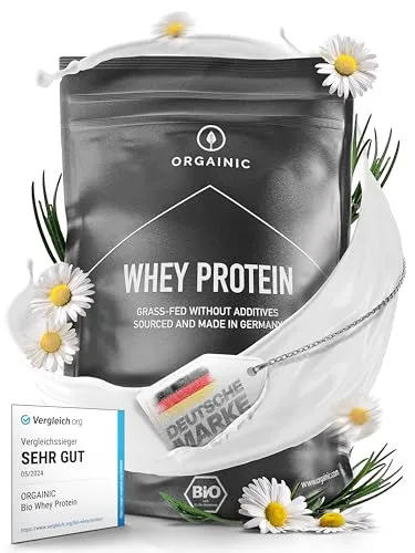 ORGAINIC Bio Natural Whey Protein 1000g - Bio-zertifiziertes Eiweißpulver aus Deutschland, frei von Zusatzstoffen und mit essentiellen Aminosäuren für optimalen Muskelaufbau.