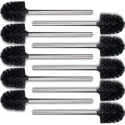 Schramm® 10er Pack WC Ersatzbürsten - Toilettenbürsten & -halter, langlebige Edelstahl-Griffe und stilvolle schwarze Bürstenköpfe für eine hygienische und moderne Badgestaltung.
