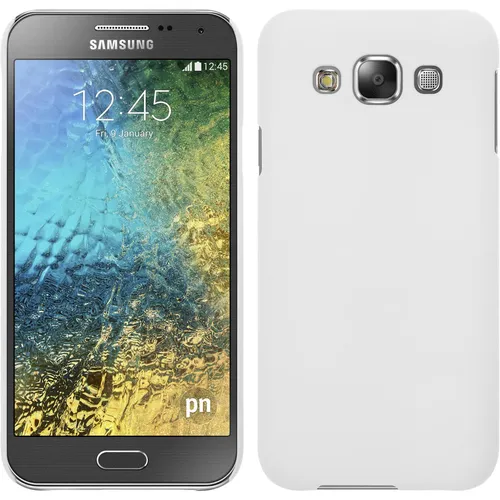 Hardcase für Samsung Galaxy E5 Hülle weiß gummiert + 2 Schutzfolien