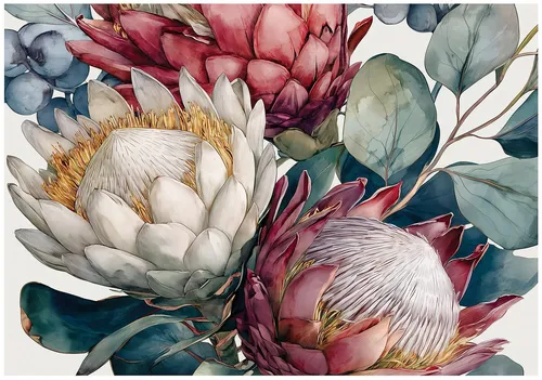 Wallarena Fototapete Blumen Weiß Rot Vlies für Wohnzimmer und Schlafzimmer - Hochwertige Vliestapete mit Blumenmotiv, ideal für Schlafzimmer oder Wohnzimmer. Einfache Montage dank spezieller Kleber- und Anleitung. Strapazierfähig und atmungsaktiv für ein angenehmes Raumklima.