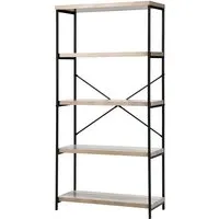 Costway Bücherregal mit 5 Ebenen und Metallrahmen, Grau, 79 x 35 x 160 cm - Praktisches Bücherregal mit 5 offenen Regalen für vielseitige Aufbewahrung. Ideal für Bücher, Deko oder Geschirr. Mit Kippschutz und rutschfesten Füßen für Sicherheit und Stabilität.