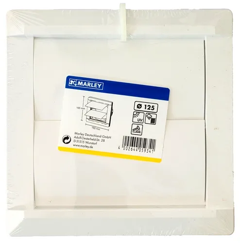 Marley Verschlusskappe 165 x 165 mm Ø 125 weiß 059341