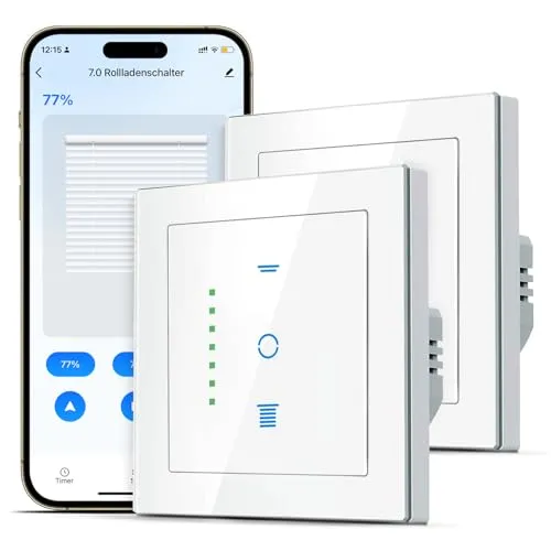 SMARTERCURRY Wlan Rolladenschalter Smart [7 Gen] 80 * 80mm Weiß 2 Stücke