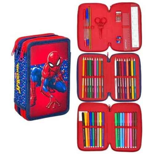 Marvel Spiderman 3 fach Mäppchen Federmappe Federtasche (gefüllt) 44 teilig