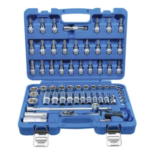 BGS Steckschlüssel-Satz Sechskant 61-tlg. | 10 mm Antrieb - Werkzeug-Sets mit 61 Teilen aus hochwertigem Chrom-Vanadium-Stahl für langlebige und zuverlässige Nutzung, ideal für professionelle Anwendungen und Heimwerker.