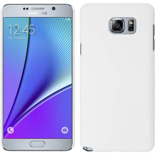 Hardcase für Samsung Galaxy Note 5 Hülle weiß gummiert + 2 Schutzfolien