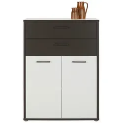 Regalkombination in Grau/Weiß - Büroschränke mit ca. 84,5 x 115,1 x 41,5 cm, ideal für mehr Ordnung. Das elegante Holzdekor und die praktischen Schubkästchen passen in jeden Einrichtungsstil.