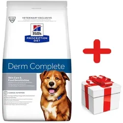 HILL'S PD Prescription Diet Canine Derm Complete 12kg - Diätetisches Trockenfutter für ausgewachsene Hunde, speziell zur Unterstützung der Hautgesundheit und mit einer Überraschung für Ihren vierbeinigen Freund.