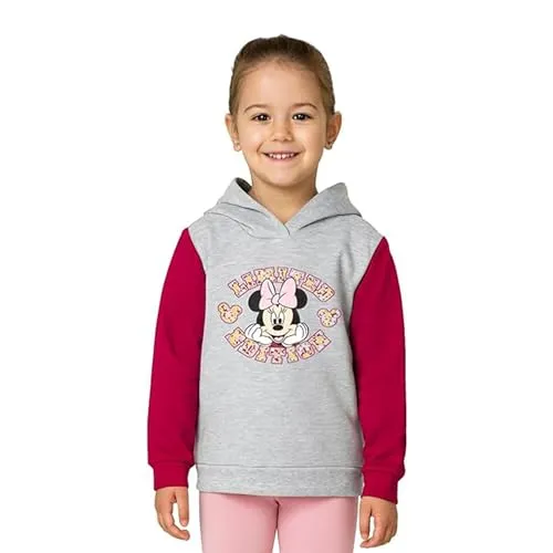 United Labels Disney Minnie Mouse Pullover mit Kapuze für Mädchen, Grau, 110-116, Hoodie, Sweatshirt, Kapuzenpullover für Kinder