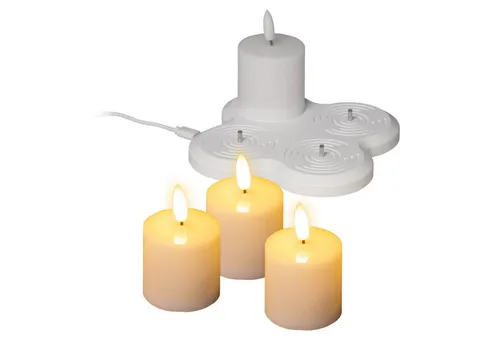 Spetebo LED Dekolicht 4er Set - Aufladbare Kerzen mit Flackereffekt - Leuchtfiguren: 4er Set aufladbare LED Kerzen (5x5 cm) in warm weiß mit realistischem Flackereffekt. Ideal für festliche Anlässe und stimmungsvolle Dekoration, inklusive praktischer Ladestation.