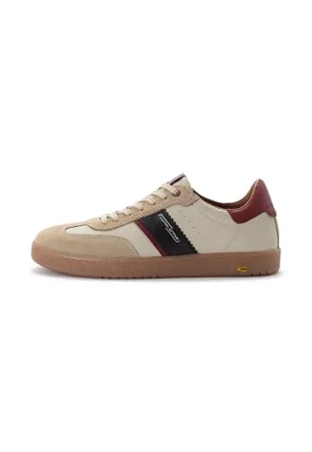camel active Herren Low-Top Sneaker, Wechselfußbett für optimalen Komfort - Laufschuhe mit herausnehmbarem Fußbett, ideal für Freizeit und Sport. Bequemes Leder-Obermaterial in beige/blau, perfekt für jeden Anlass.