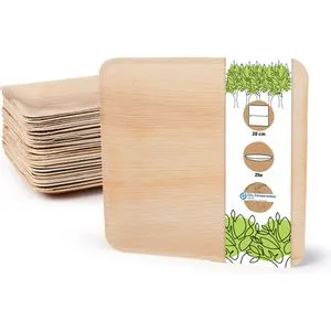 Biozoyg Einwegteller eckig, Palmblatt, kompostierbar, natur, 20 x 20cm, 25 Stück